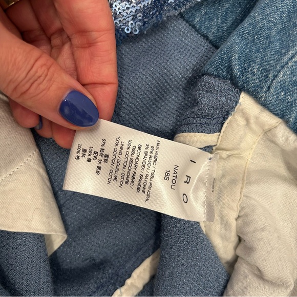 IRO Blue Sequin Skirt with Denim Belt - Picture 9 of 10